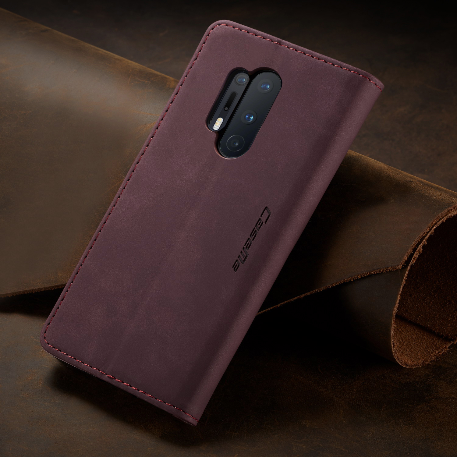 Caseme 013 Series Case de Protección de Cuero Absorbido Automáticamente Para OnePlus 8 Pro - Negro