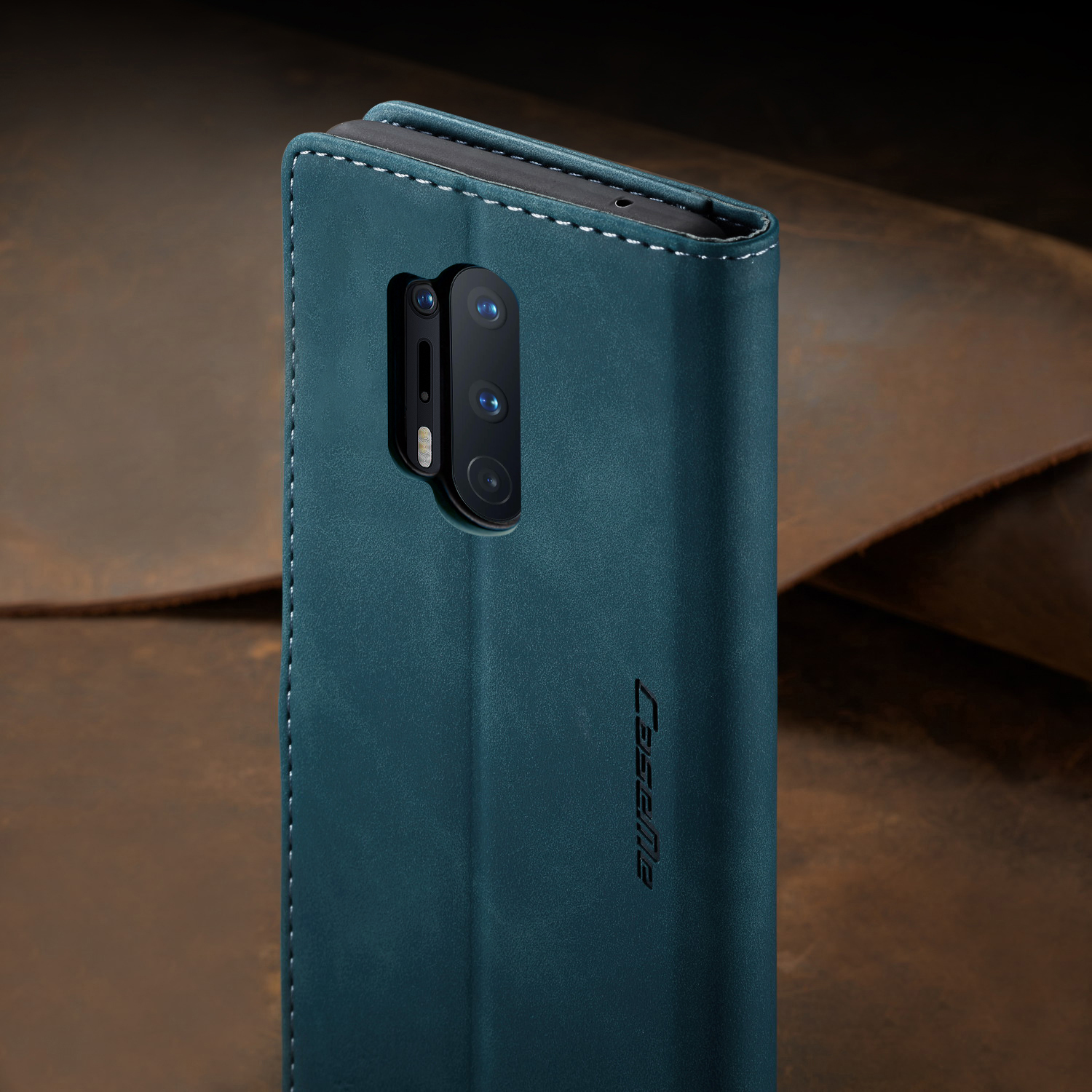 Caseme 013 Series Case de Protección de Cuero Absorbido Automáticamente Para OnePlus 8 Pro - Negro