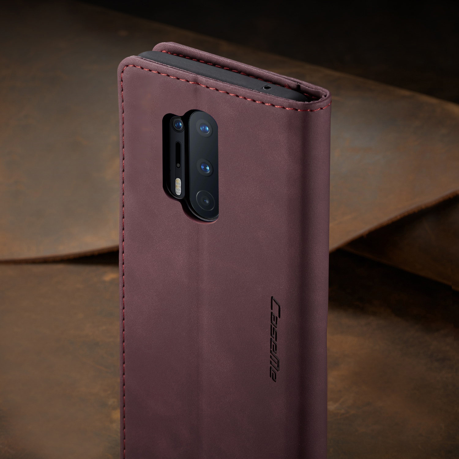 Caseme 013 Series Case de Protección de Cuero Absorbido Automáticamente Para OnePlus 8 Pro - Negro