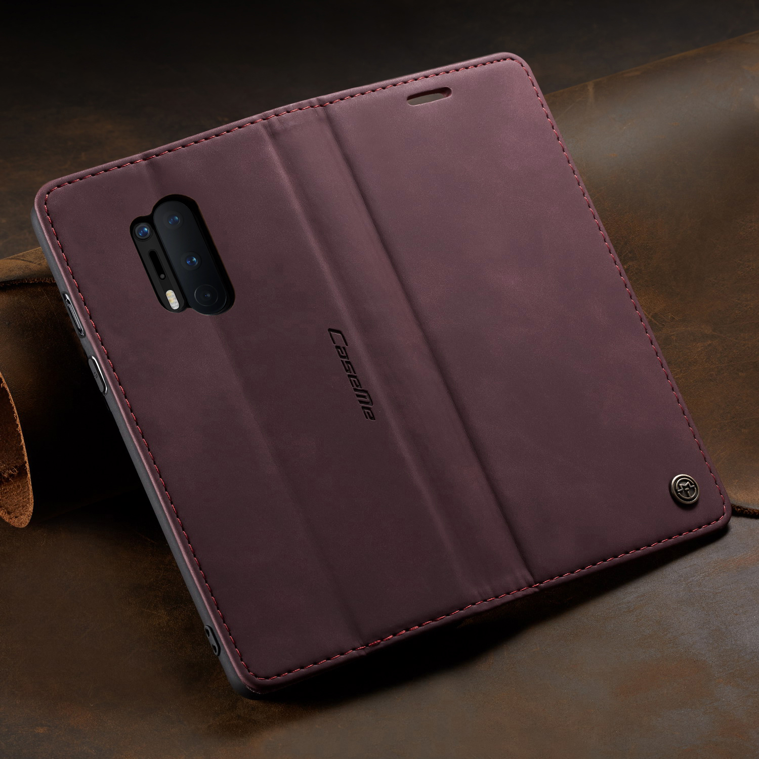 Case di Protezione in Pelle Auto-assorbita Della Serie Caseme 013 Per OnePlus 8 Pro - Nero