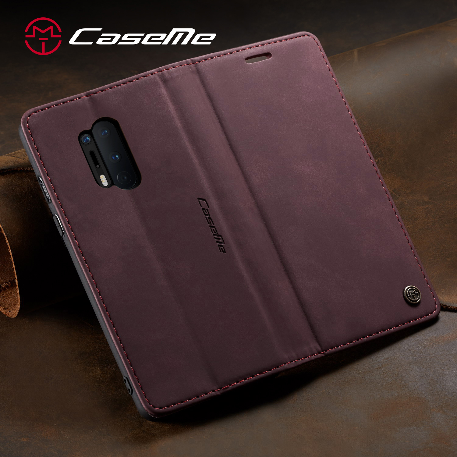 Case di Protezione in Pelle Auto-assorbita Della Serie Caseme 013 Per OnePlus 8 Pro - Nero