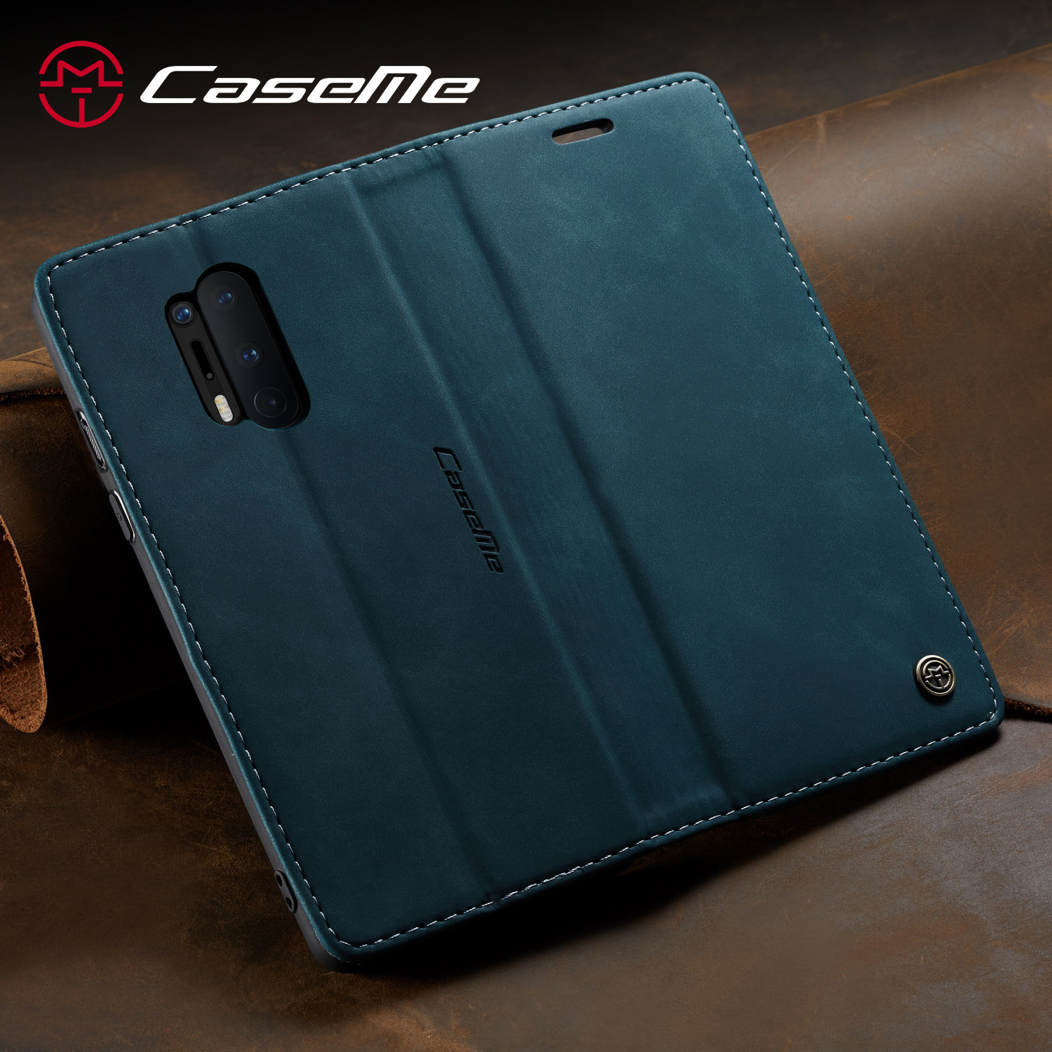 Case di Protezione in Pelle Auto-assorbita Della Serie Caseme 013 Per OnePlus 8 Pro - Nero