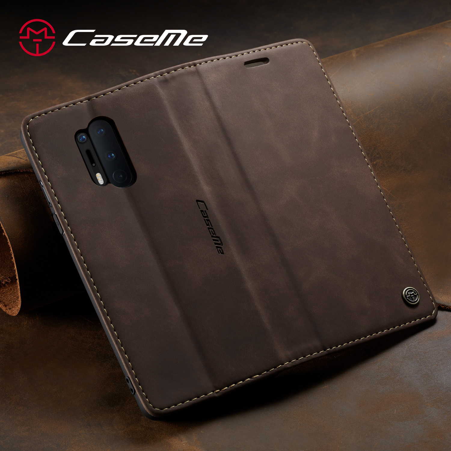 Case di Protezione in Pelle Auto-assorbita Della Serie Caseme 013 Per OnePlus 8 Pro - Nero