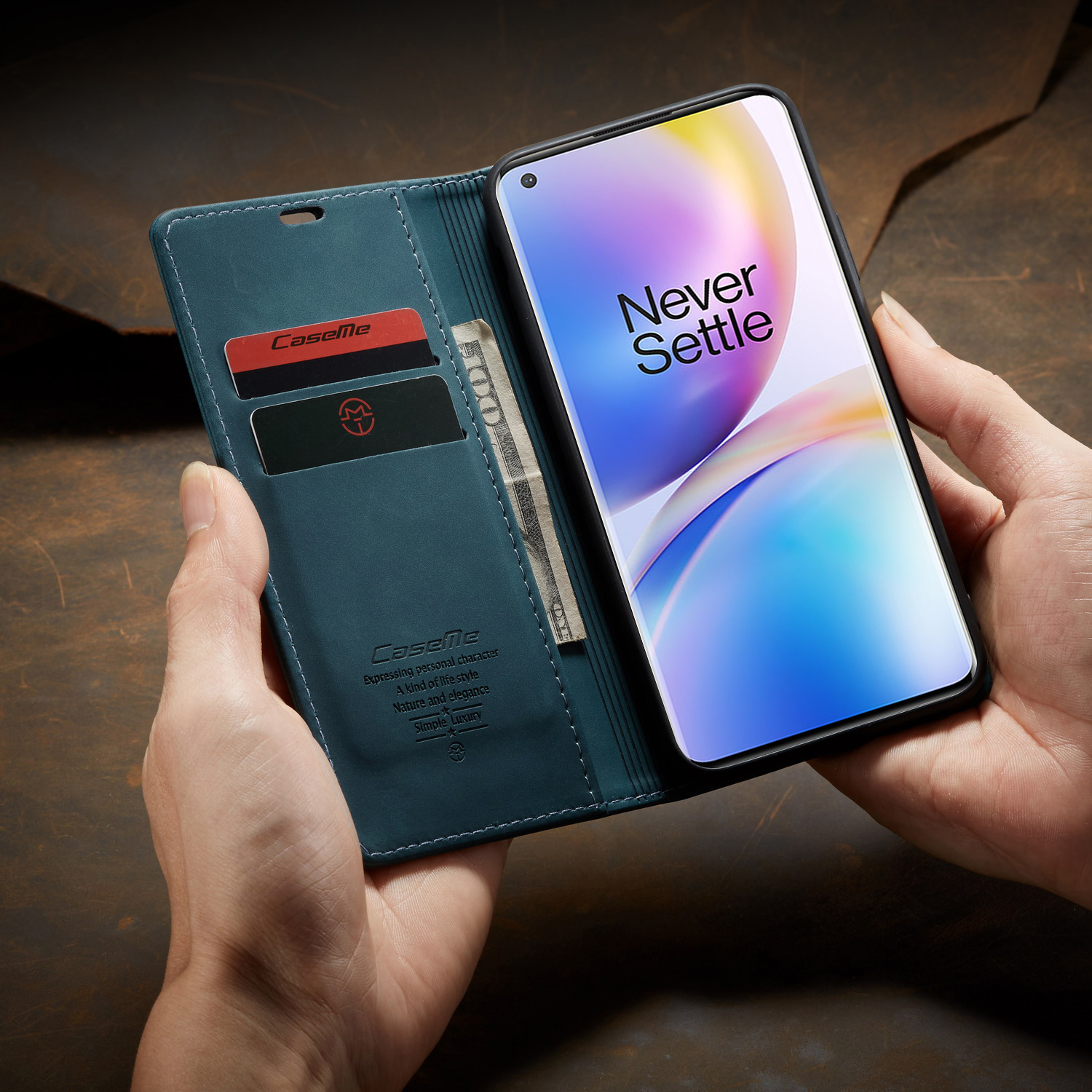 Caseme 013 Серия Серии Автоматической Абортируемой Кожаной Защита Для OnePlus 8 Pro - Черный