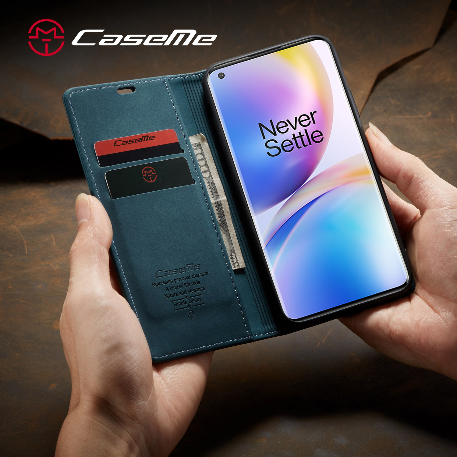 Caseme 013 Серия Серии Автоматической Абортируемой Кожаной Защита Для OnePlus 8 Pro - Черный