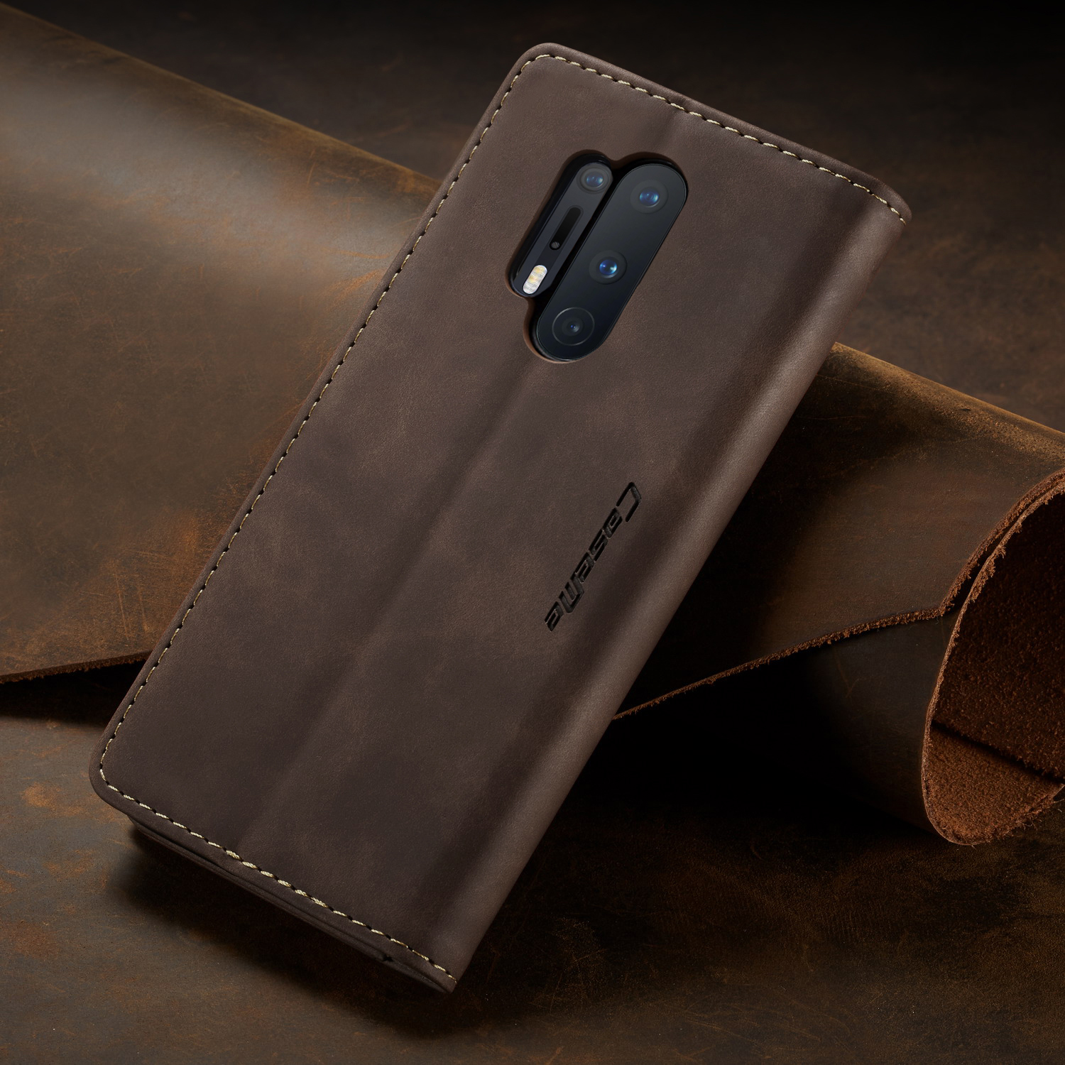 Étui de Protection en Cuir Auto-auto-auto-absorbed Pour OnePlus 8 Pro - le Noir