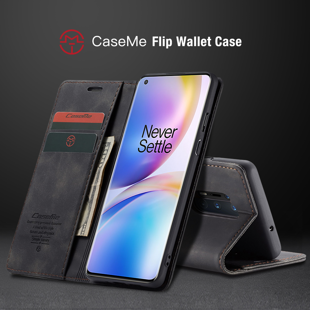 Caseme 013 Серия Серии Автоматической Абортируемой Кожаной Защита Для OnePlus 8 Pro - Черный