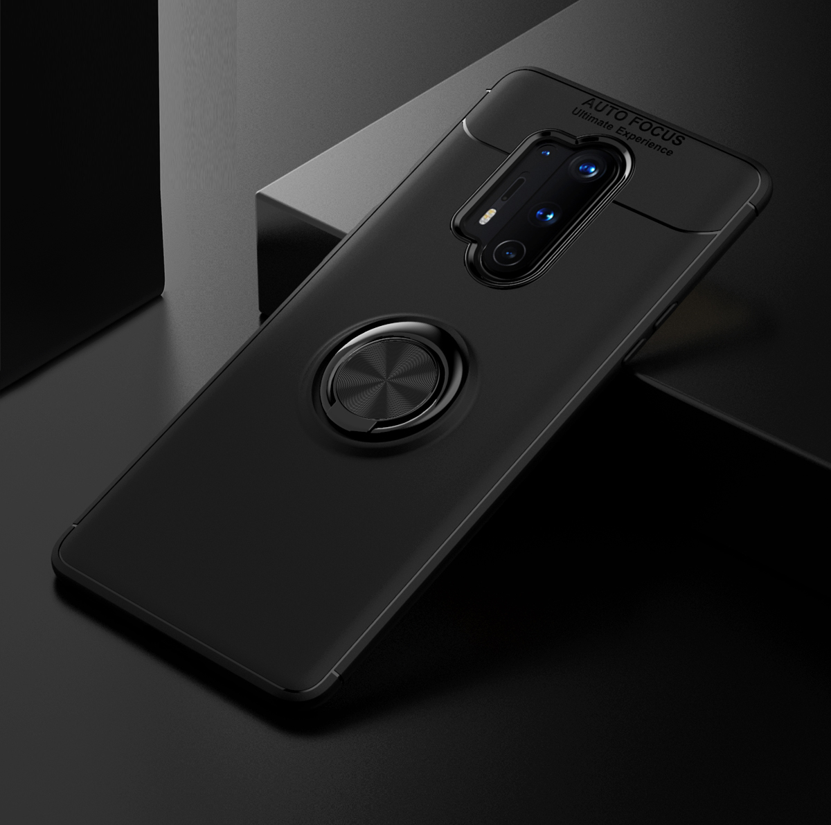 Coperchio Telefonico TPU Del Kickstand di Anello Metallico Lenuo Con Guscio di Lamiera Magnetica Per OnePlus 8 Pro - Nero / Blu