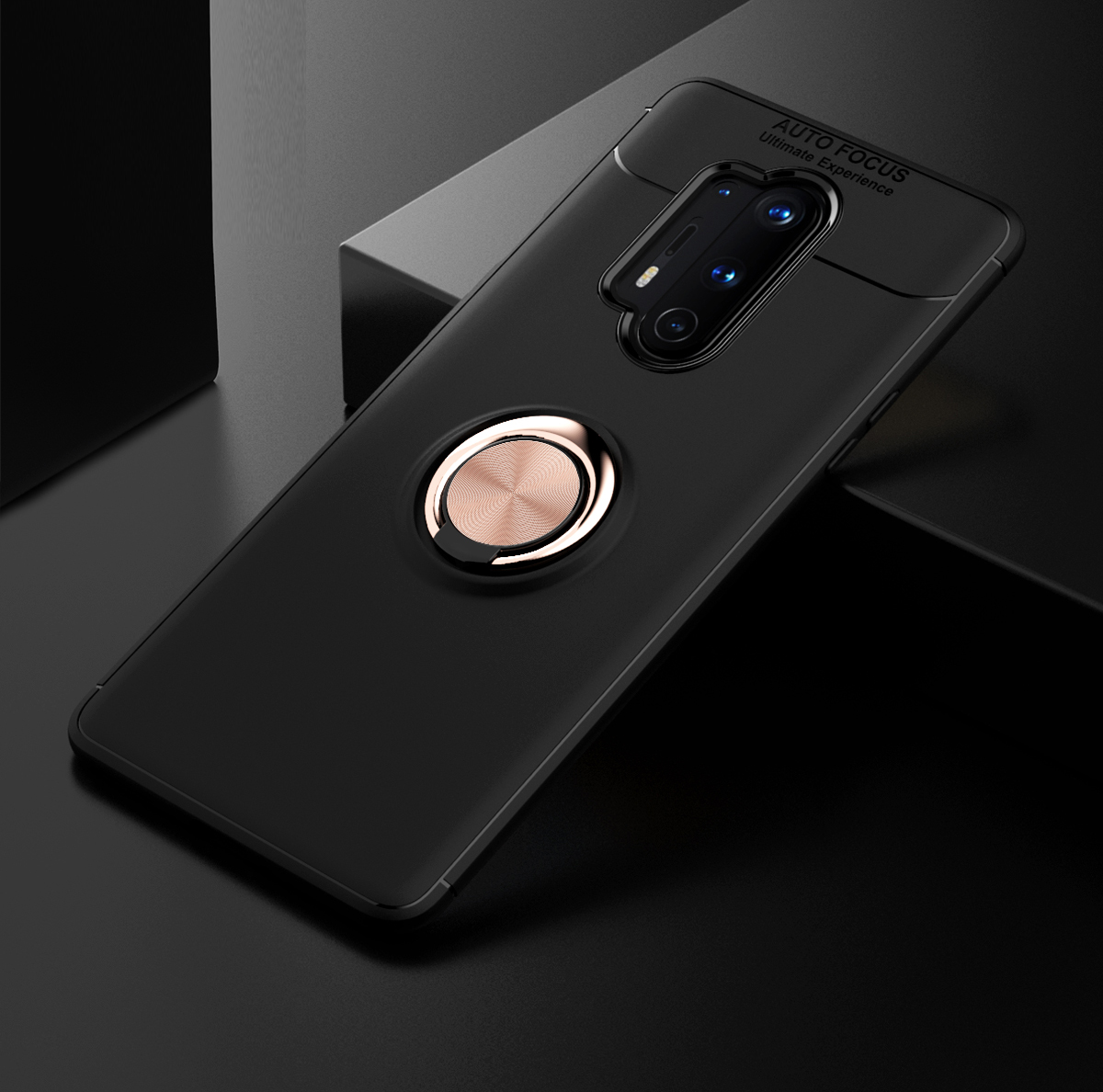 Cubierta Del Teléfono TPU Con Anillo de Metal de Lenuo Con Carcasa Magnética Para OnePlus 8 Pro - Negro / Azul