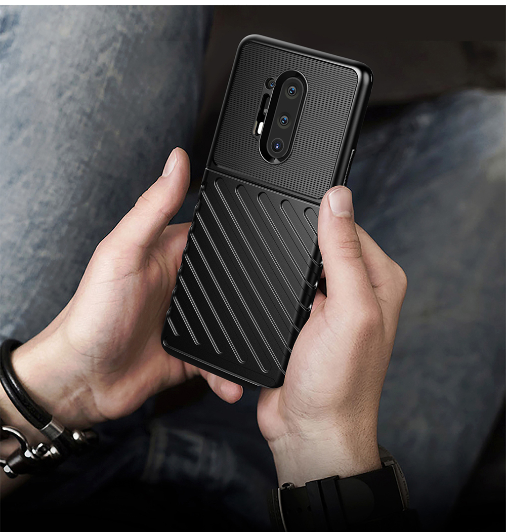 Twill Texture Series Twill Twill Custodia Per Telefono TPU Per OnePlus 8 Pro - Nero