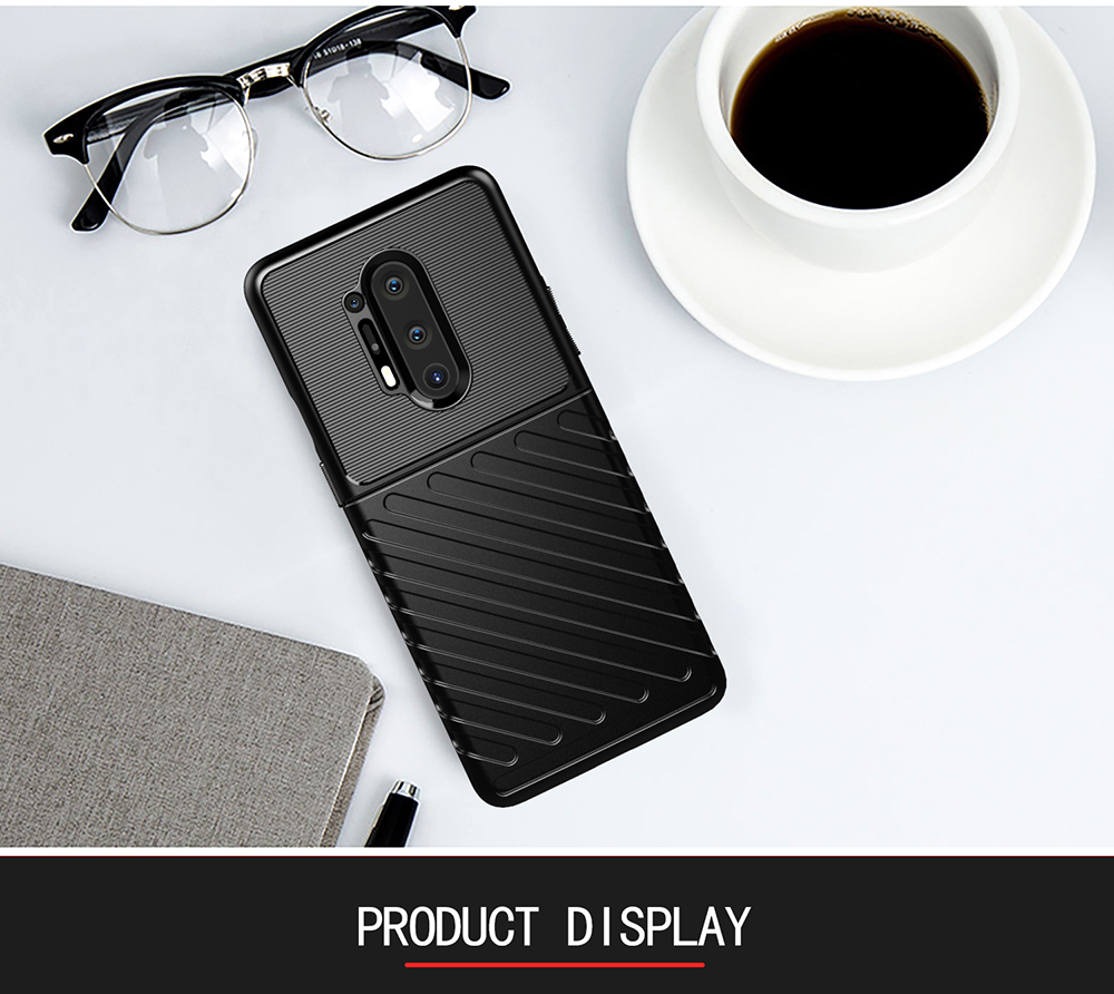 Thunder -serie Twill Textur Soft TPU Telefon Hülle Für OnePlus 8 Pro - Schwarz