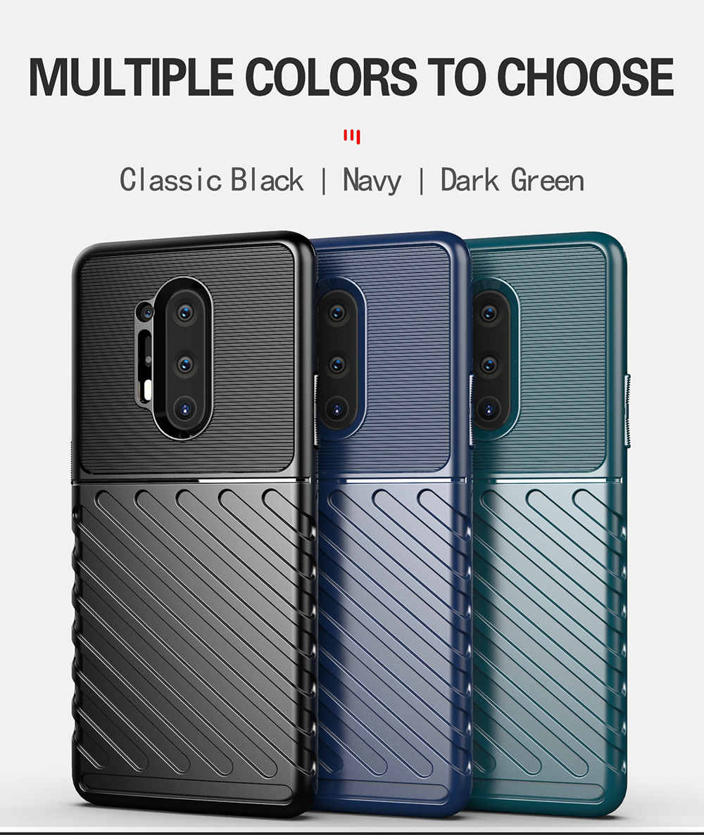 Thunder Series Twill Texture Soft TPU Телефона Телефона Для OnePlus 8 Pro - Черный