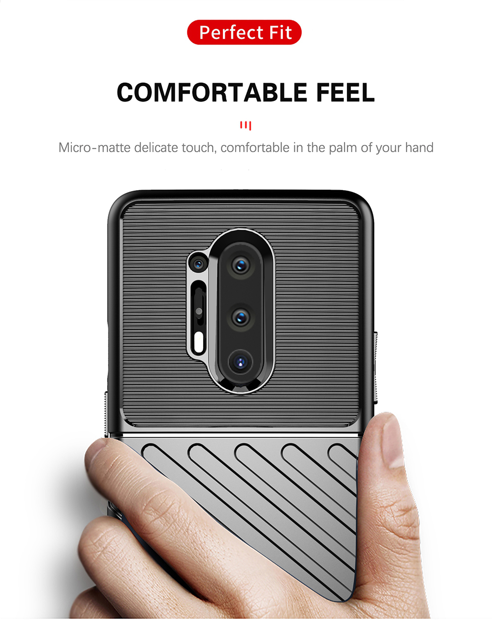 Thunder Series Texture Textura Soft TPU Case Para OnePlus 8 Pro - Negro