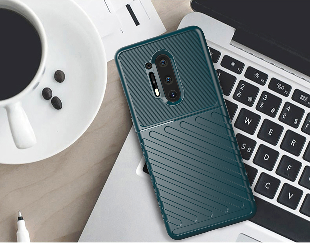 Thunder -serie Twill Textur Soft TPU Telefon Hülle Für OnePlus 8 Pro - Schwarz