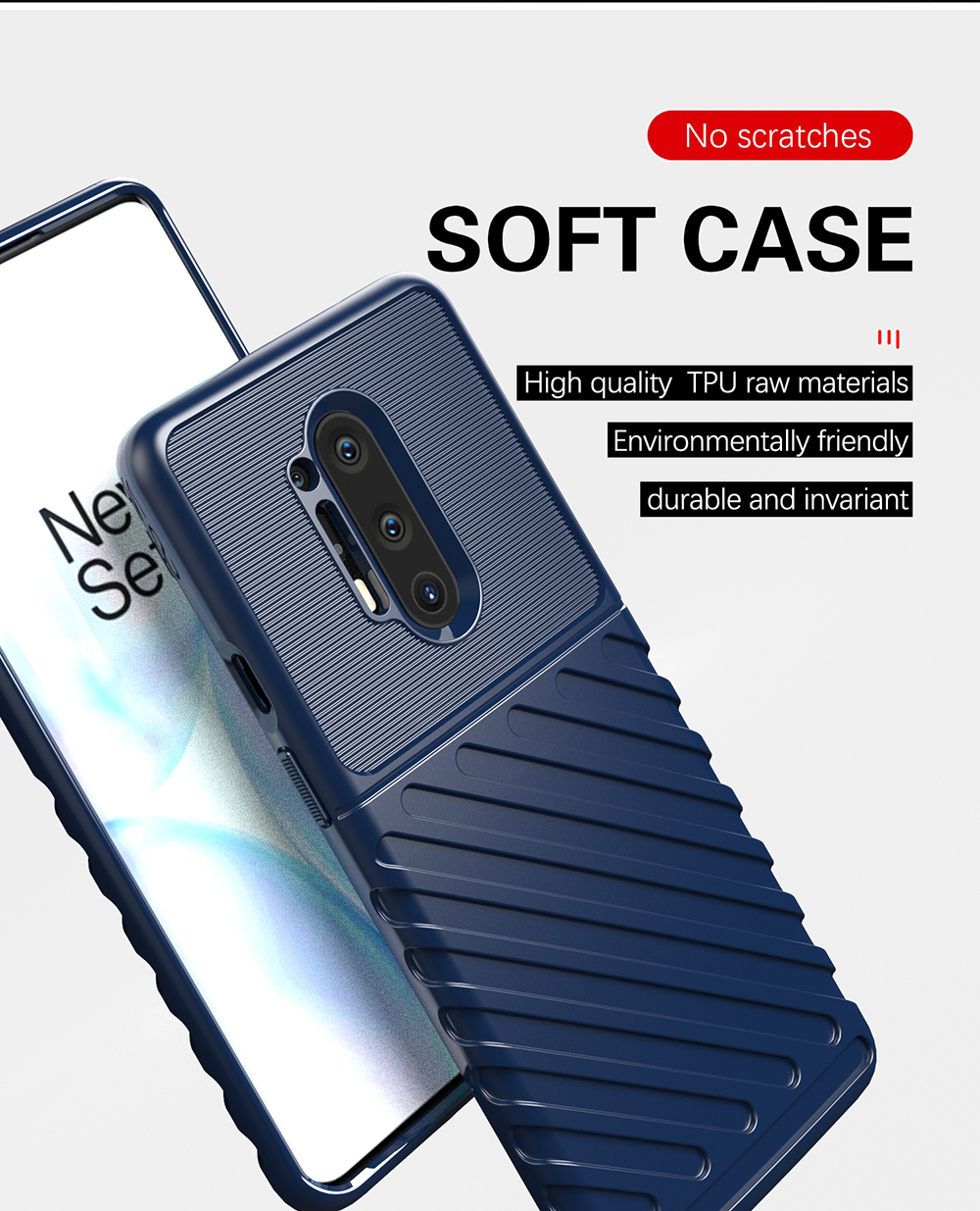 Trous Serve Twill Textura Soft TPU Case Para OnePlus 8 Pro - Preto