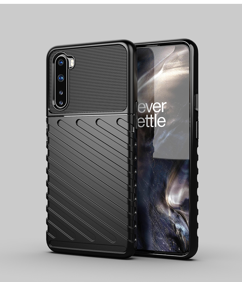 Baja de Teléfono Celular TPU de Textura de la Serie Thunder Para OnePlus Nord - Negro