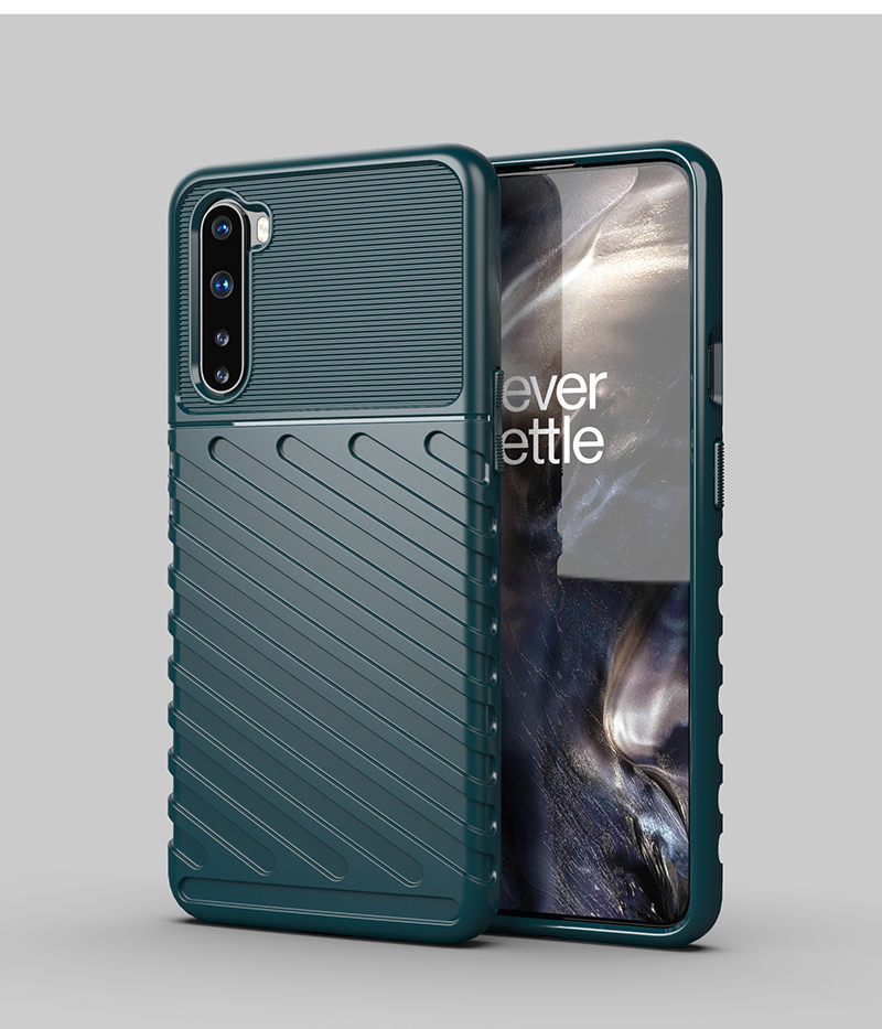 Baja de Teléfono Celular TPU de Textura de la Serie Thunder Para OnePlus Nord - Negro