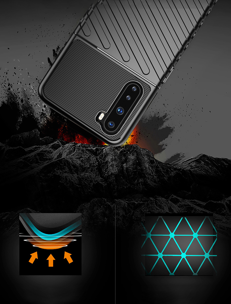 Texture de la Série Thunder Texture TPU Case de Téléphone Portable Pour OnePlus Nord - le Noir