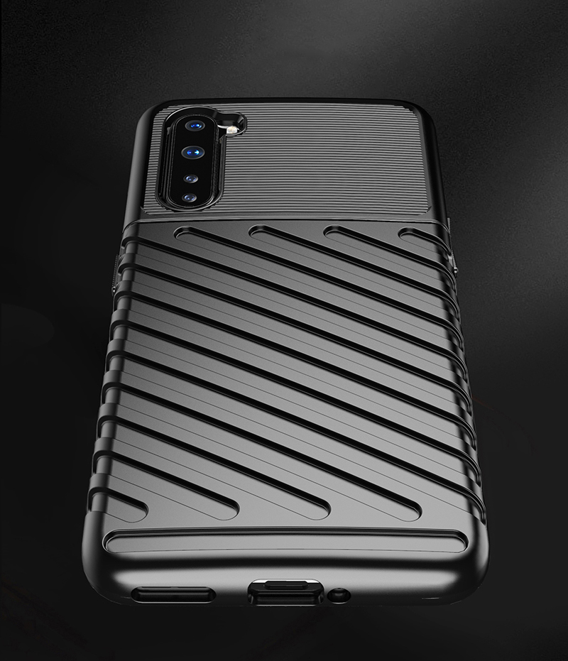 Baja de Teléfono Celular TPU de Textura de la Serie Thunder Para OnePlus Nord - Negro