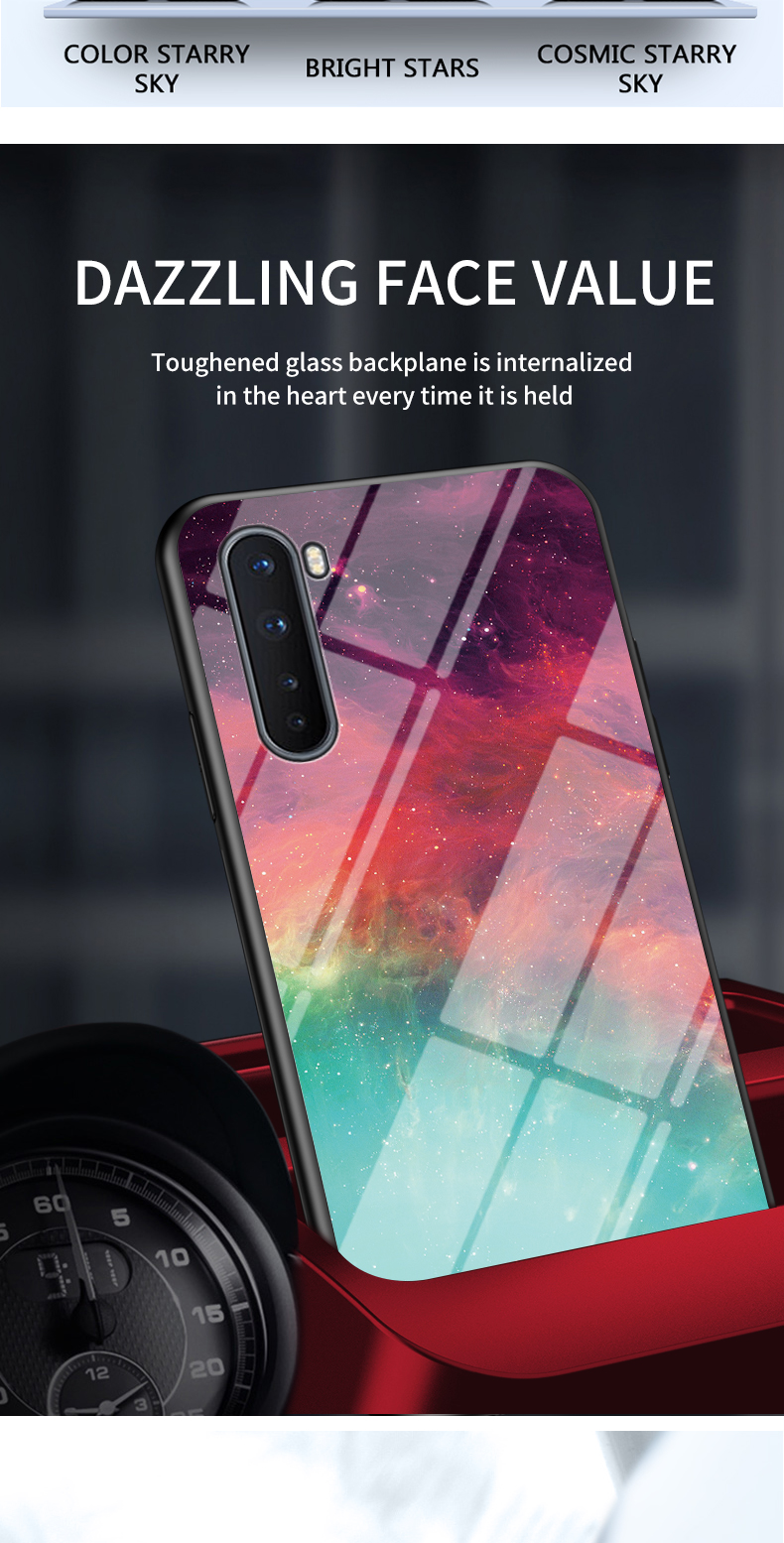 Starry Sky Redued Glass + PC + TPU Гибридная Крышка Для OnePlus Nord - Звездный Полумесяц Луна