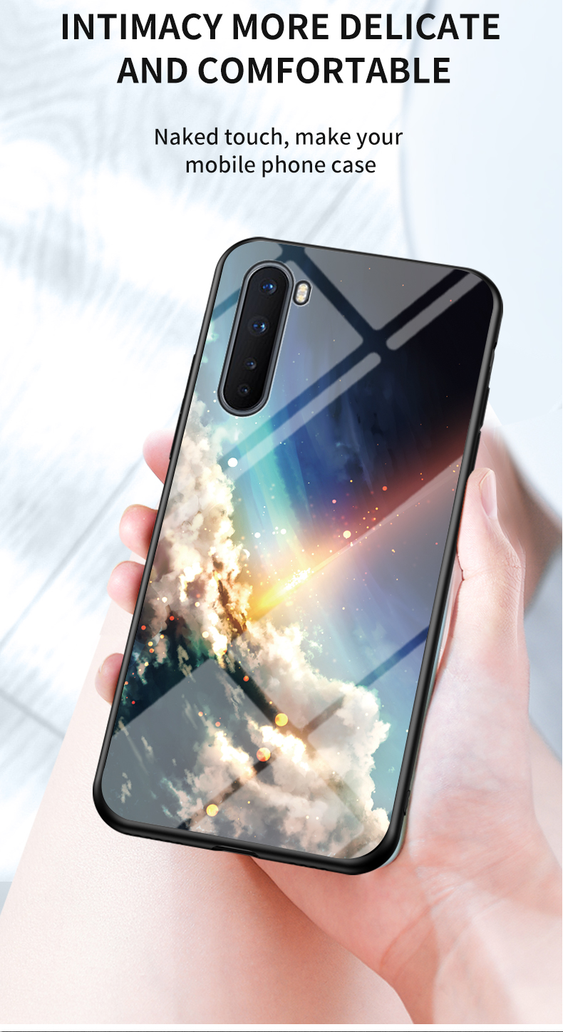 Cubierta Híbrida de Vidrio Templado de Cielo Estrellado + PC + TPU Para OnePlus Nord - Cielo de Fantasía