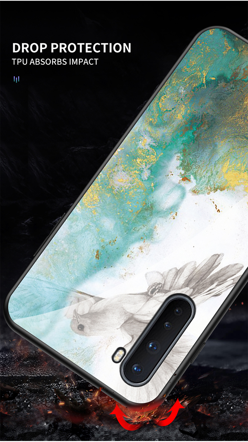 Glass Temprato in Marmo + PC + Copertina Per Cellulare TPU Per OnePlus Nord - Smeraldo