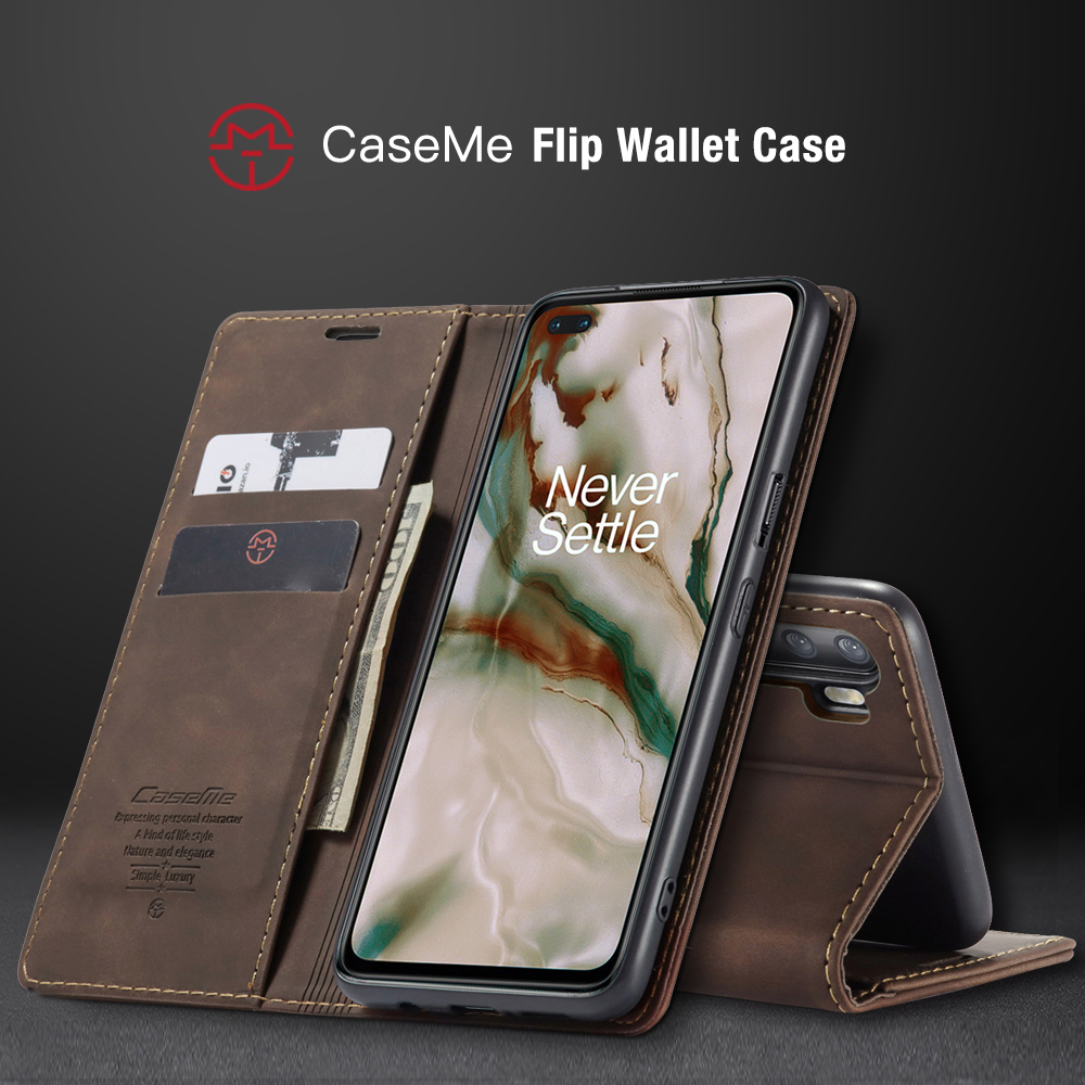 Serie Caseme 013 Custodia Per la Protezione Del Portafoglio in Pelle Auto-assorbita Per OnePlus Nord - Nero