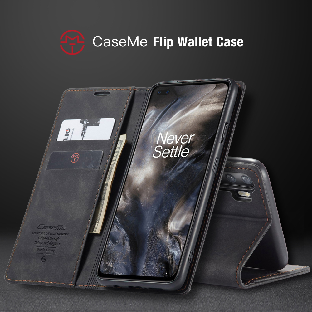 Serie Caseme 013 Custodia Per la Protezione Del Portafoglio in Pelle Auto-assorbita Per OnePlus Nord - Nero