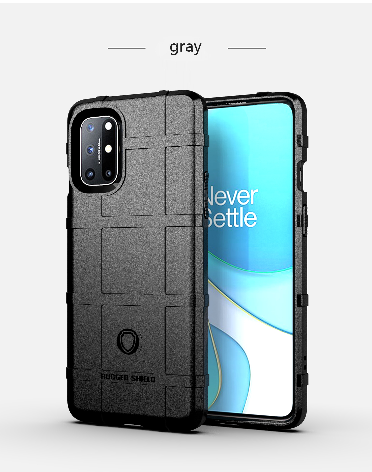 Shield -serie Square Grid Textur Verdicken TPU -shell -telefonabdeckung Für OnePlus 8T - Schwarz