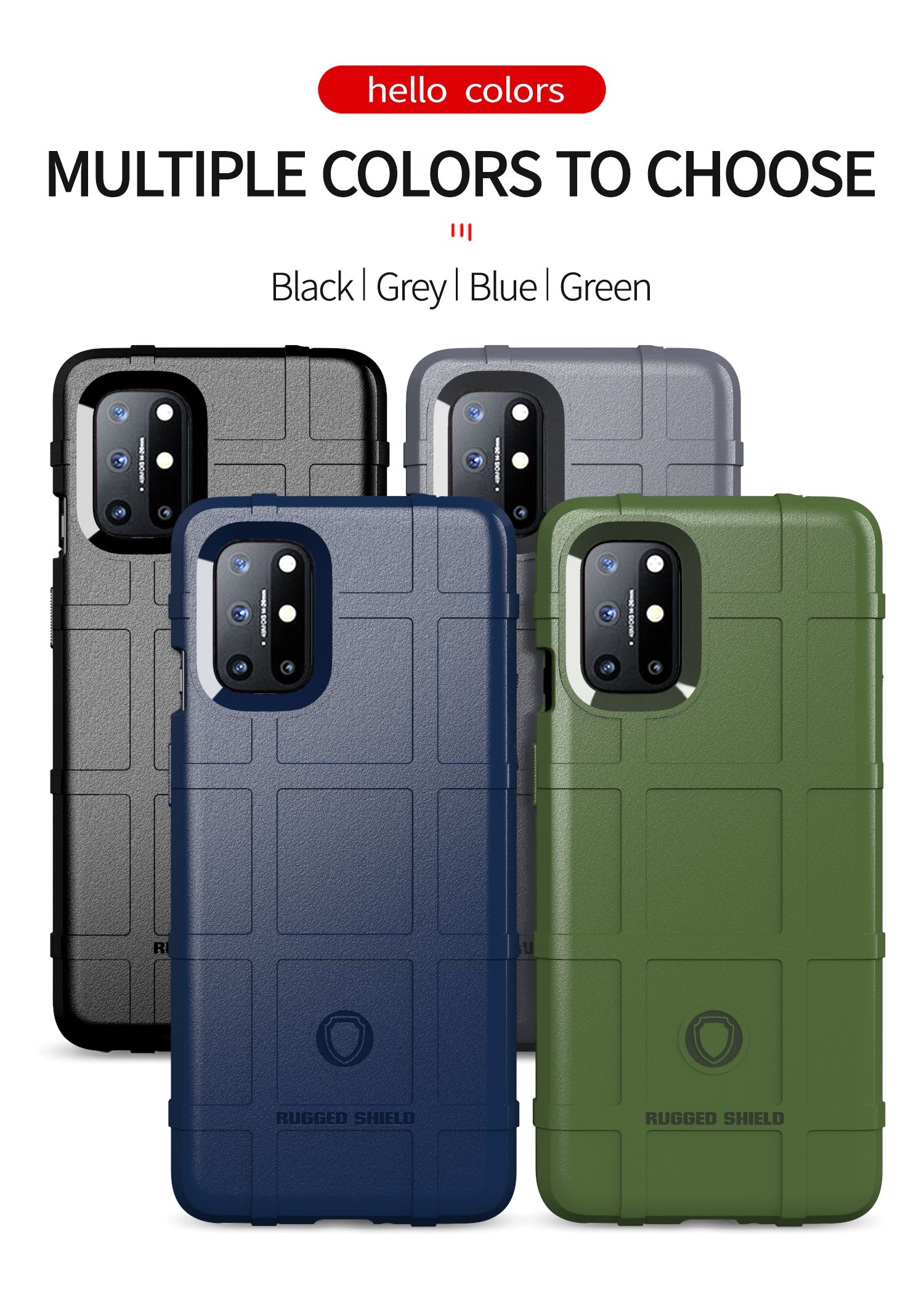 Shield Series Square Grid Texture Épaissis le Couvercle de Téléphone à Coque TPU Pour OnePlus 8T - le Noir