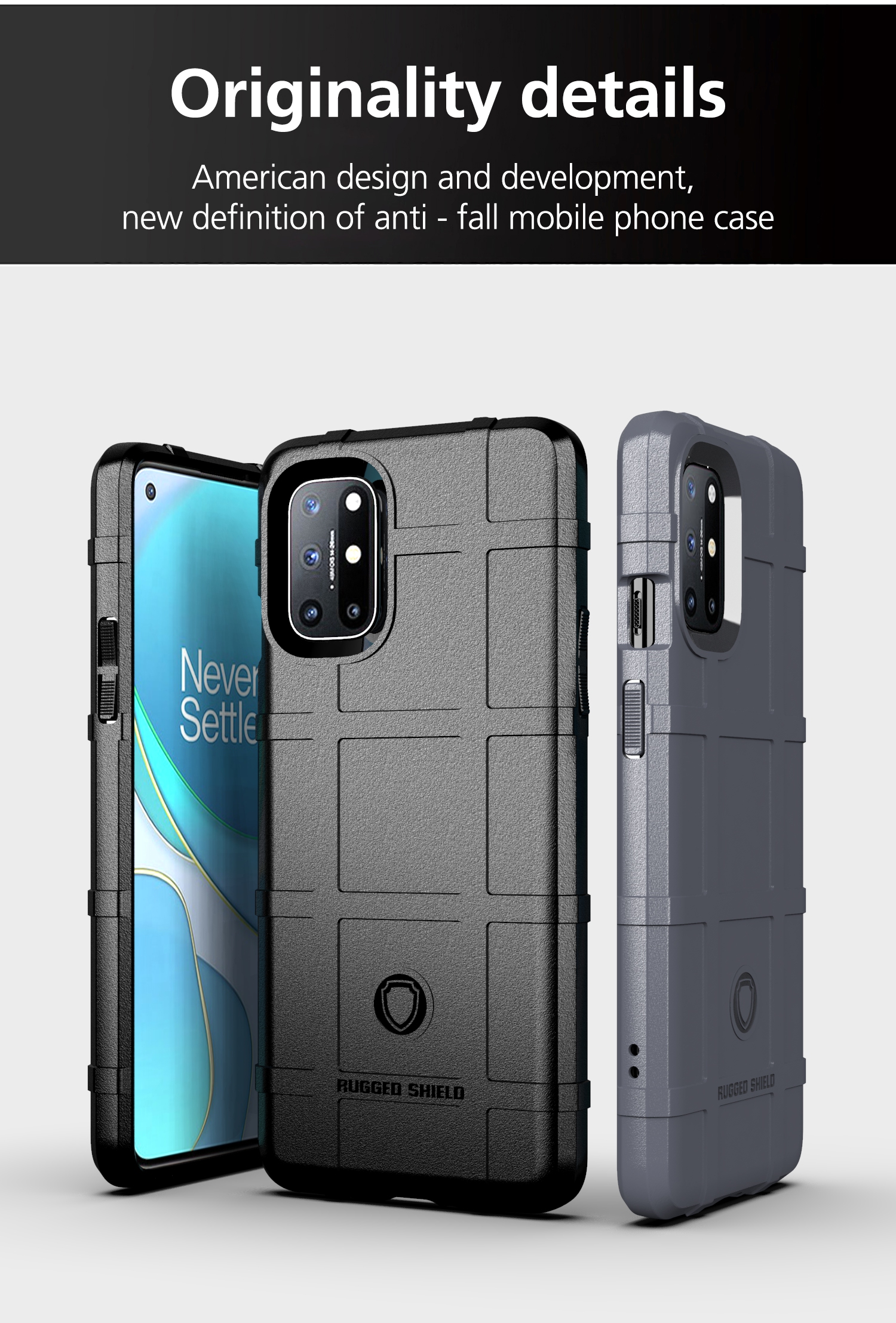 Serie Shield Serie Sembre Settura Segno Assegnare Coperchio Del TPU Shell Per OnePlus 8T - Nero