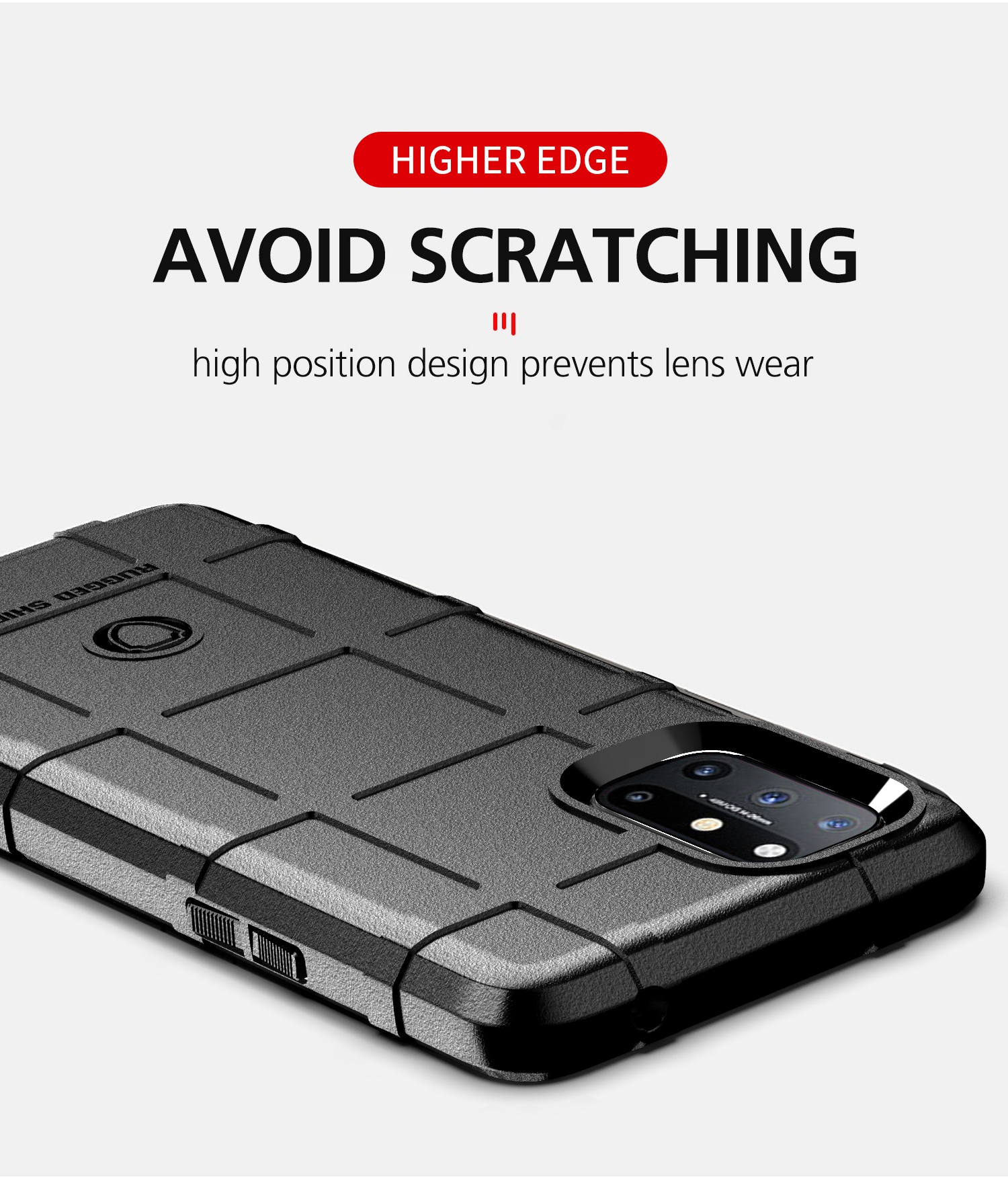 Shield -serie Square Grid Textur Verdicken TPU -shell -telefonabdeckung Für OnePlus 8T - Schwarz