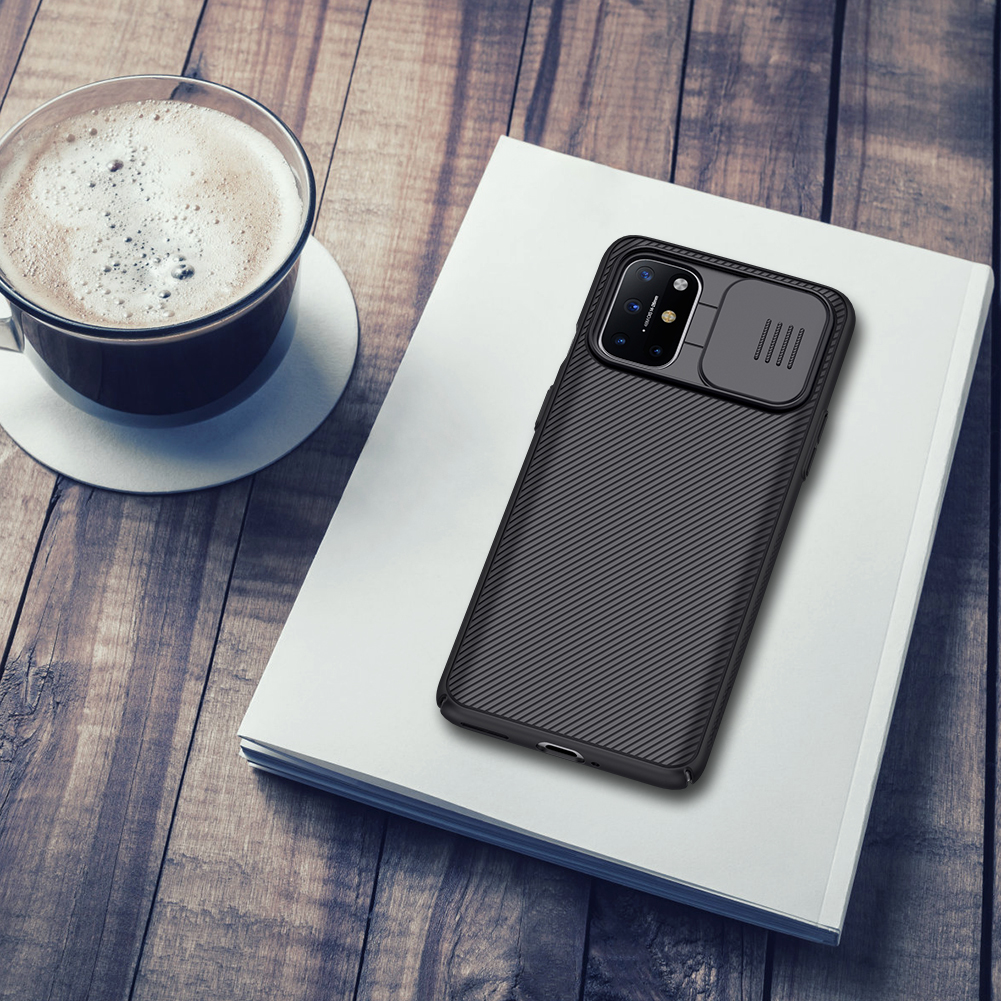 Nillkin Camshield Case Para OnePlus 8t Hard PC Phone Protector Tampa de Superfície Emborrachada + Capa Deslizante da Câmera