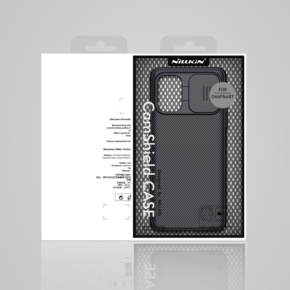 Nillkin Camshield Case Para OnePlus 8t Hard PC Phone Protector Tampa de Superfície Emborrachada + Capa Deslizante da Câmera