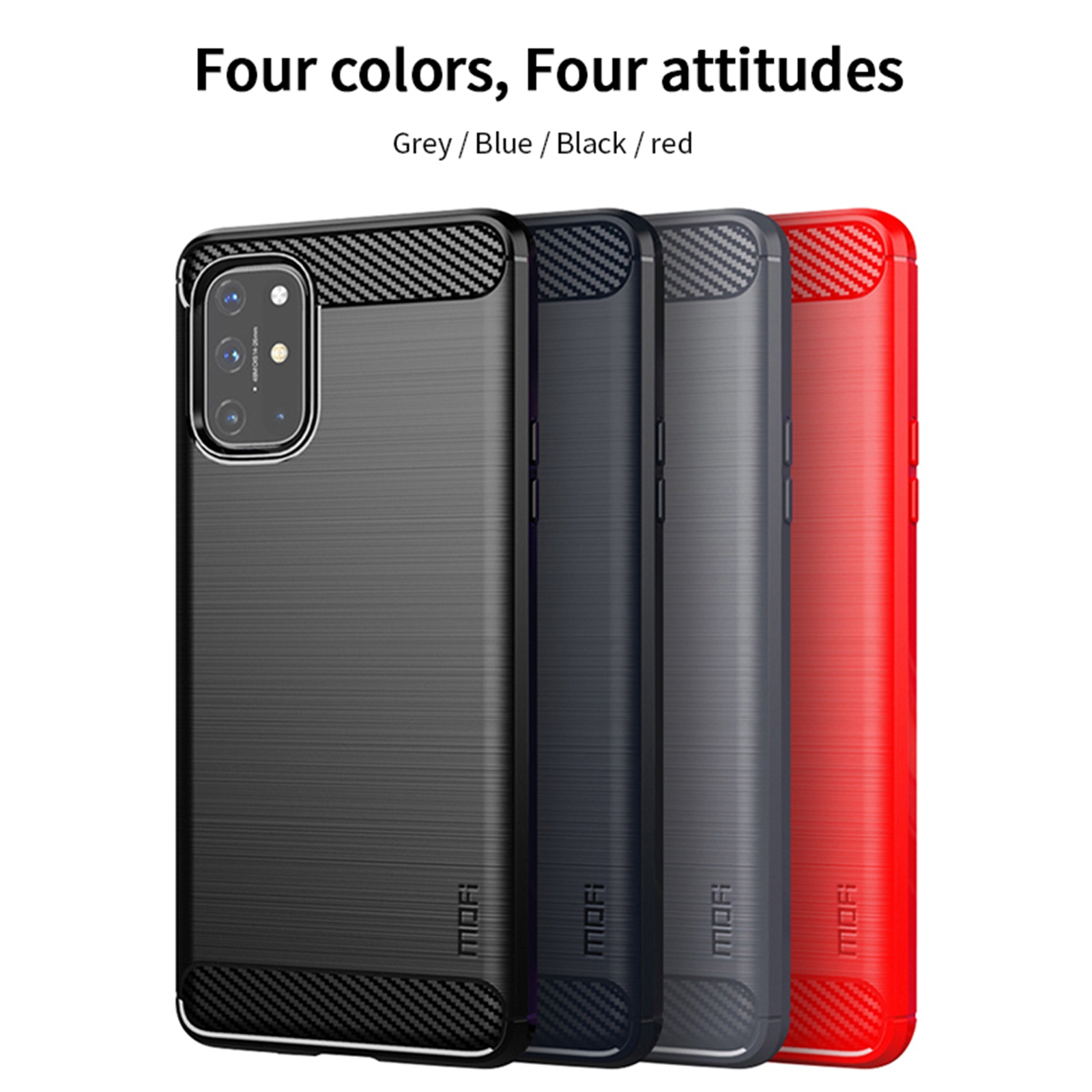 Mofi Soft TPU Carbon Fiber Back Case Para OnePlus 8T - Negro