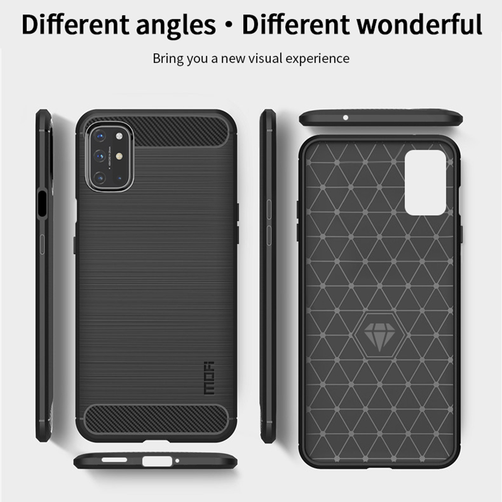 MOFI Soft TPU Fibre Carbone Back Back Pour OnePlus 8T - le Noir