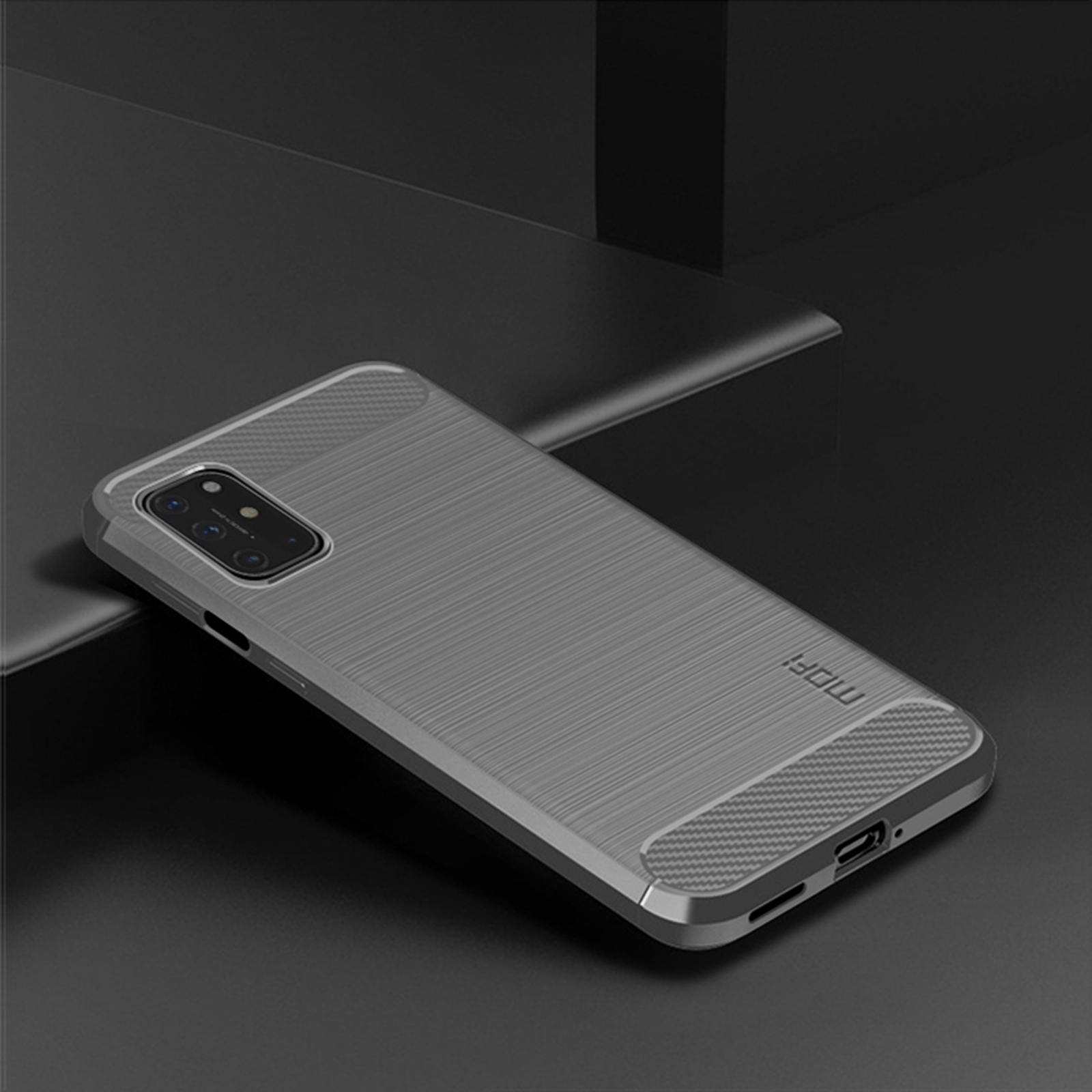 Mofi Soft TPU Carbon Fiber Back Case Para OnePlus 8T - Negro