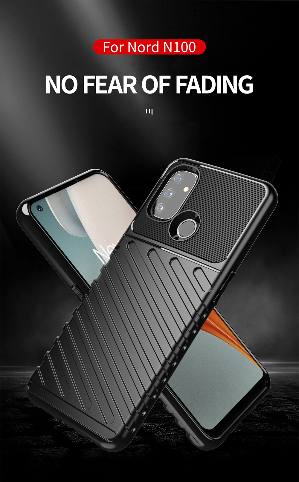 Thunder Series Twill Texture TPU Telefono Custodia Per OnePlus Nord N100 - Nero