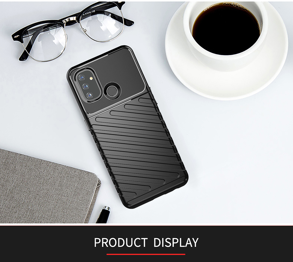 Thunder -serie Twill Textur TPU -telefonhülle Für OnePlus Nord N100 - Schwarz