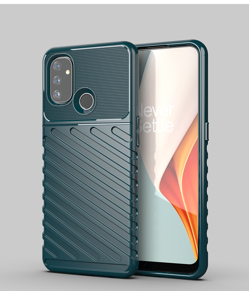 Thunder -serie Twill Textur TPU -telefonhülle Für OnePlus Nord N100 - Schwarz