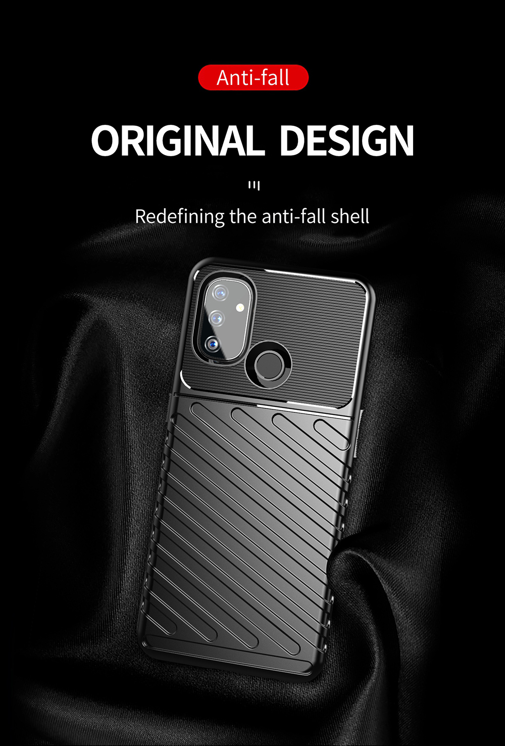 Thunder Series Twill Texture TPU Телефона Для OnePlus Nord N100 - Черный