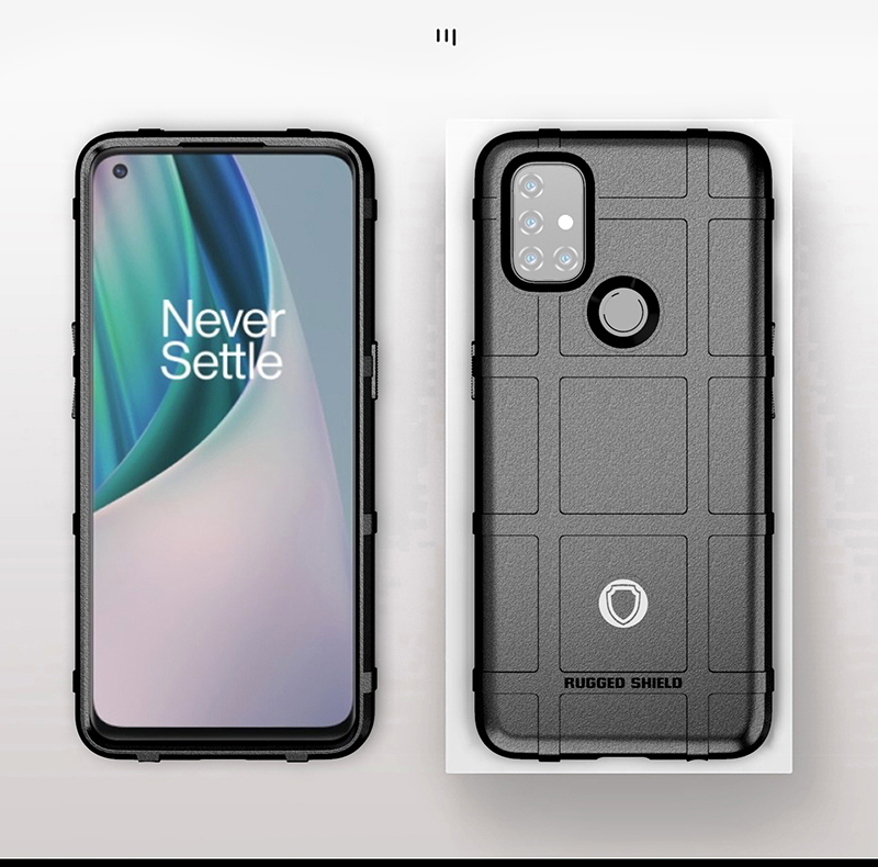 Copertina Del Telefono TPU Per Texture a Griglia Quadrata Robusta Per OnePlus Nord N10 5G - Nero