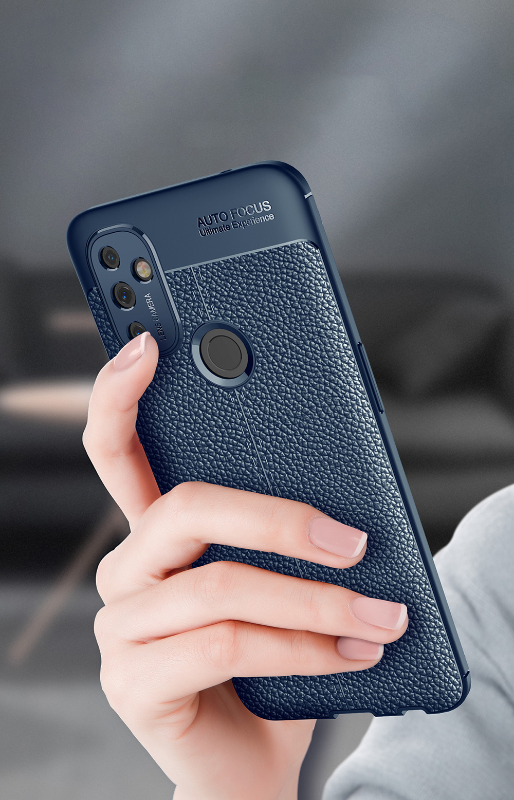 Текстура Litchi Tpu Case Для OnePlus Nord Nord N100 Защитная Обложка - Синий