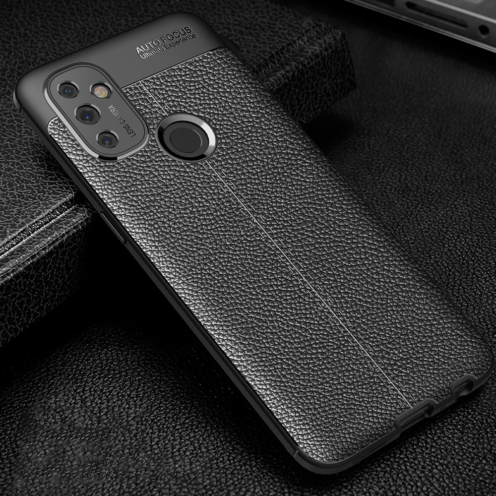 Litchi Texture TPU Case Para OnePlus Nord N100 Tampa de Proteção - Azul