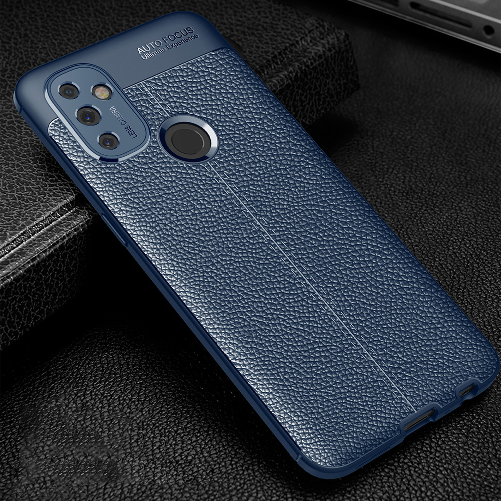 Litchi Texture TPU Case Para Cubierta Protectora OnePlus Nord N100 - Azul