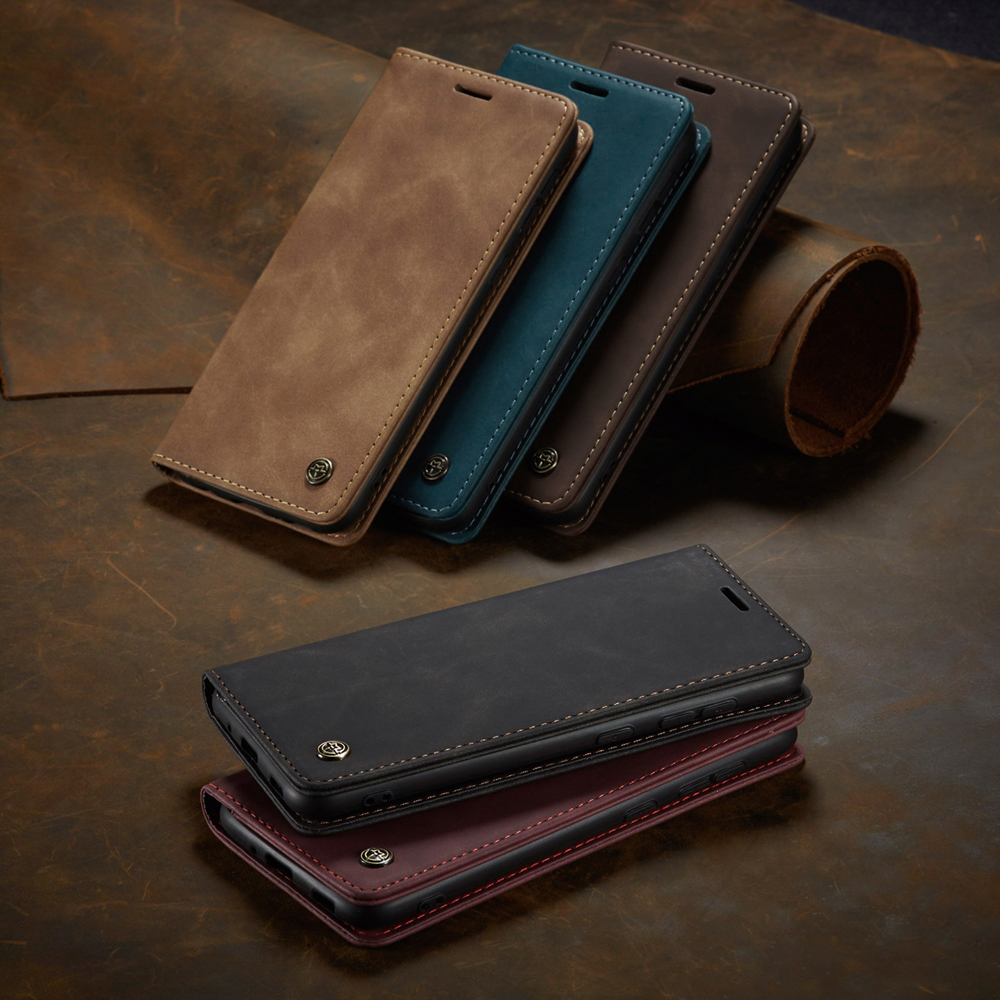 Serie Caseme 013 Series Auto-absorzed Leather Whaget Case Per OnePlus 8T - Blu