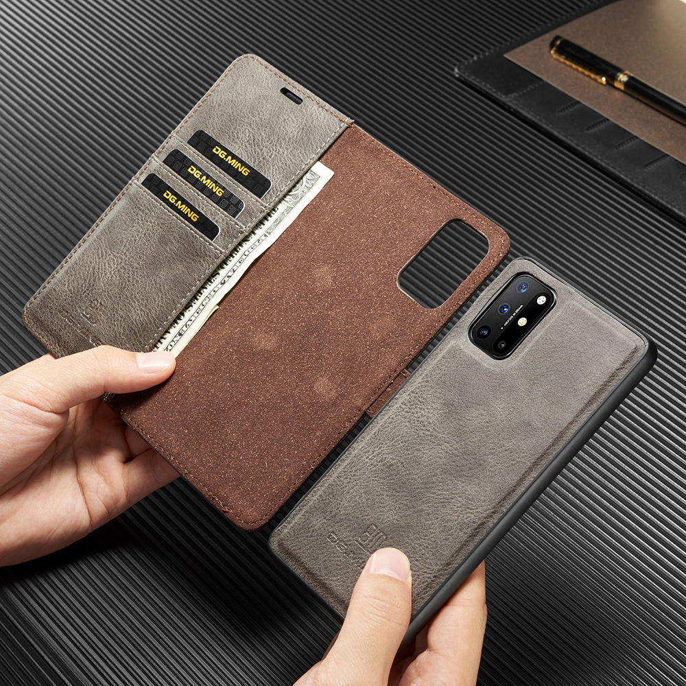 Dg.. Ming Wallet Split Couro Capa Destacável 2-em-1 PC Voltar Caso Para ONEPLUS 8T - Preto