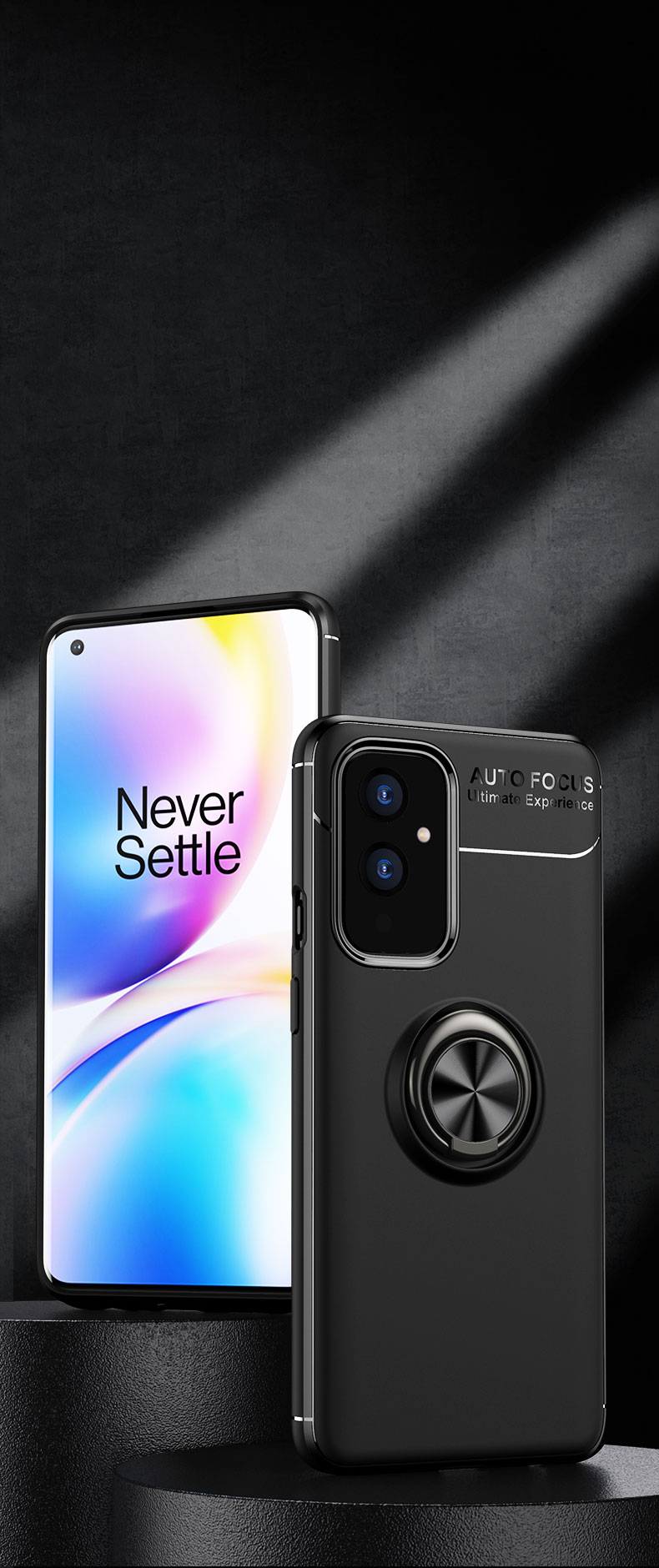 Für OnePlus 9 (EU / Us-version) Metallring-kickstand-tpu-abdeckung [eingebautes Magnetblatt] - Schwarz / Rot