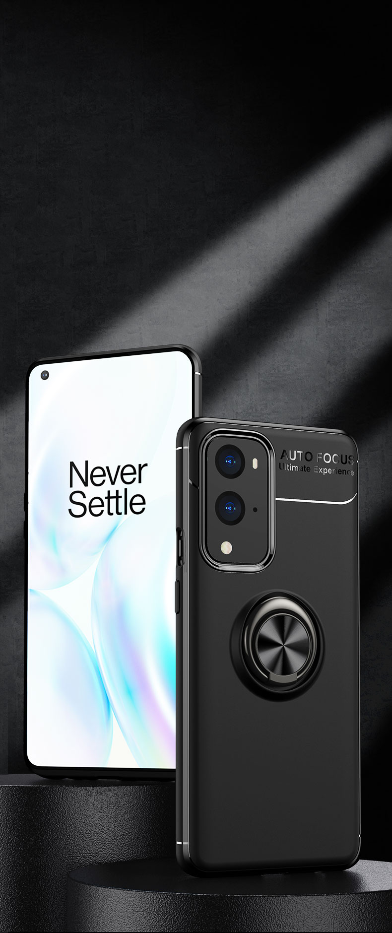 Weiche Tpu-abdeckung [eingebautes Magnetblech] Mit Metallring-kickstand Für OnePlus 9 Pro - Rot