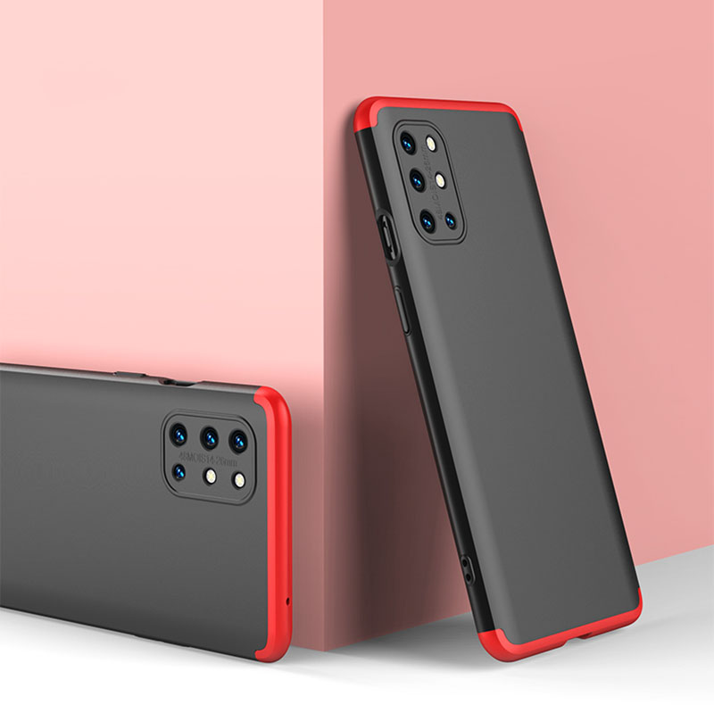 GKK Detachable 3-Piece Design Full Coverage Matte Finish PC Protective Shell Case for OnePlus 8T - Black / Red-2